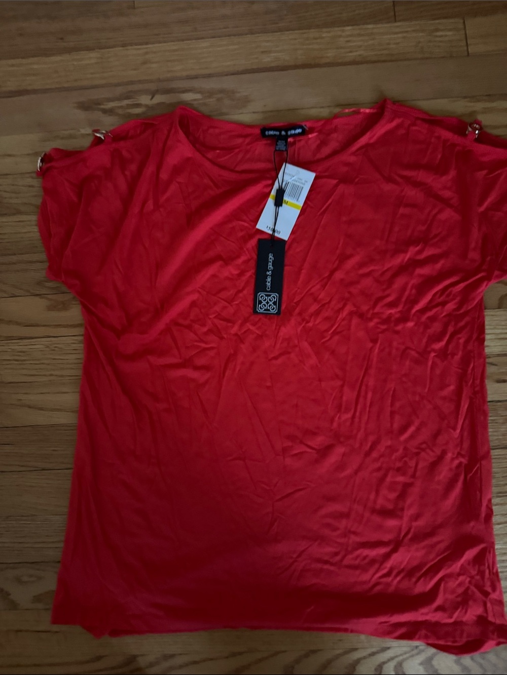 Cable&guage brand Cato Red Short-Sleeve Top with Shoulder Ring Accents